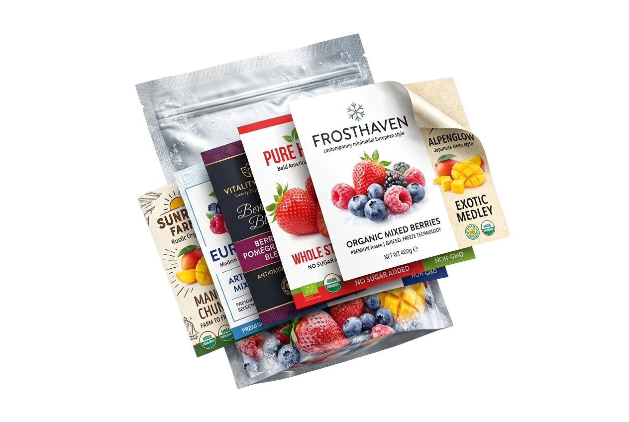 Private-label frozen fruit packaging concepts